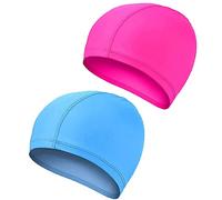 2 Pcs Swimming Caps for Kids Girls Boys and Adult Teenager,Comfortable Light Swimming Caps,Super Stretch No Pull Hair Swim Hats for Long and Short Hair