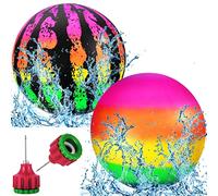 2 Pcs Swimming Pool Diving Balls 9 Inch Underwater Pool Watermelon Rainbow Inflatable Ball with Hose Adapter for Under Water Passing Dribbling Diving for Adult(Rainbow Fruit Style)
