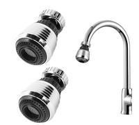 2 Pcs Swivel Kitchen Tap Spray Head, Sink Faucet Head Replacement Universal Adjustable 360 Degree Kitchen Tap Aerator 2 Modes Faucet Sprayer Attachment with Nozzle Adapters for Bathroom Kitchen