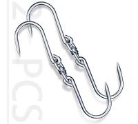 2 Pcs Swiveling Meat Hook, Heavy Duty Double Hook Hanger Stainless Steel Butcher Hooks Perfect for Large Animals, Fishing, Hunting, Carcass Hanging Hook, Bacon Hook (9mm)