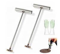2 PCS T-Shape Manhole Lifting Keys Heavy Duty 32.5cm with Latex Gloves | Stainless Steel Well Lid and Drain Cover Lifter Hooks for Drainage Pipes Sewer Covers
