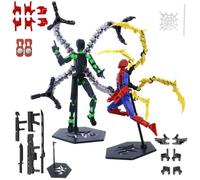 2 Pcs T13 Dummy Action Figures, 3D Printed Octopus Doctor & Spider M Robots, Fully Articulated Movable Toys, Desk Decor Gifts for Gamers & Collectors