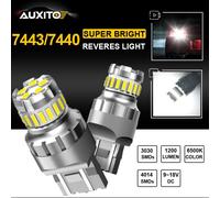 2 Pcs T20 W21/5W 7443 7440 16SMD Car Backup Reverse LED Light Bulbs 360° White