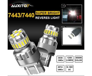 2 Pcs T20 W21/5W 7443 7440 16SMD Car Backup Reverse LED Light Bulbs 360° White