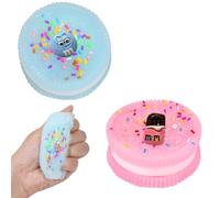 2 Pcs Taba Squishy Biscuit Stress Relief Toy, Pinching Biscuit Simulation Toy, Squishy Toys Stress Squeeze Toys for Christmas, Birthday Gifts, Anxiety Relief Sensory Toys (Blue&Pink)