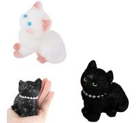 2 PCS Taba Squishy Cat Age 3+, Black and White Cat Stress Relief, Handmade Catss Ultra Soft Fidget Toys Cat Anxiety Relief for Adult Kids, Gifts for Easter Christmas and Birthday