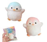 2 PCS Taba Squishy, Fufu Squishy, Penguin Squishy, Taba Squishies, Funny Novelty Cute Animals Stress Relieving Taba Squishy Kit for Desktop Ornament, Birthday Party Gifts (Blue+Pink)