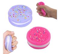 2 PCS Taba Squishy, Fufu Squishy, Taba Squishy Kit, taba squishies, Biscuit Stress Relief, Food Shape Pinching Simulation, Perfect for Kids and Adults (Pink+Purple)