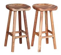 2 pcs Table Bar Stools Kitchen Counter Seat Furniture Solid Acacia Wood vidaXL