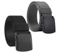 2 Pcs Tactical Belt, Military Equipment Tactical Belt Fast Pass Through the Airport Security for Man, No Buckle Belts for Men Utility Belt Length 120CM Work Belt Suitable for Anywhere(Black, Gray)