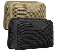 2 Pcs Tactical Mesh Zipper Pouch Bag Insert Modular Organizer Mesh Pocket EDC Utility Storage Pocket with Hook and Loop Fastener for Backpack Bag Accessories
