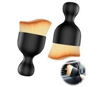 2 Pcs Tan Brush, Car Interior Dust Cleaning Brush, Dual Use Makeup Car Detailing Tool Interior Brush with Soft Bristle Scratch-Free Reusable Kit for Vents Instrument Panels Seat Interiors Household