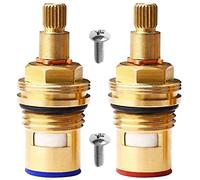 2 Pcs Tap Cartridges, BETOY Universal Replacement Brass Ceramic Disc Tap Valve Insert Gland Cartridge Quarter Turn BSP 1/2" x 20 Teeth x 53mm