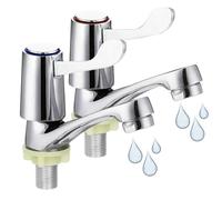 2 Pcs Taps for Bathroom Basin, Modern Chrome Basin Taps Pair, Sink Tap for Bathroom, Chrome Lever Sink Faucet Apply Hot and Cold Water, ¼ Turn Lever Tap Fit Bath Kitchen, to Smooth Water Control