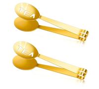 2 Pcs Tea Bag Squeezer,Stainless Steel Tea Bag Squeezer Tongs Gold Filter Spoon Clamp Round Strainer Holder Clip Eating Accessories for Gripping Loosing Leaf Ice Cube Sugar and Lemon Slice