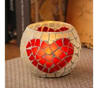 2 Pcs Tea Light Candle Holder Mosaic Glass Candle Jars Handmade Romantic Tealight Holders Friendship Nightlight for Party Wedding Birthday Anniversary
