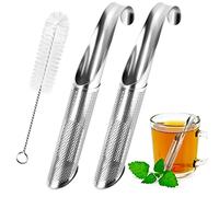 2 PCS Tea Strainers Stainless Steel Tea Infuser with 5 Inches Bottle Brush Pipe Tea Filter Strainer with Hook Handle Food Grade Fine Mesh Tea Diffuser for Loose Tea Herbs Spices