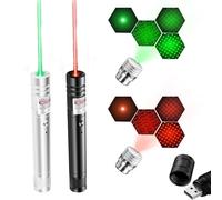 2 PCS Teaching Flashlight, Multifunctional Small Flashlight with USB Portable Long Range High Power Green and Red Light Pen for Teachers, Camping and Hiking. [Energy Efficiency Class A].