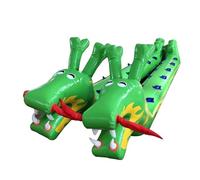 2 PCS Team Building Games Outdoor Activities Lawn PVC Inflatable Dragon Boat Fun Race Equipment, Promote Teamwork, Fitness, Social Bonding(Green,10 seats/L-6.5M)