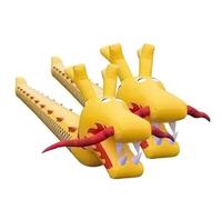 2 PCS Team Building Games Outdoor Activities Lawn PVC Inflatable Dragon Boat Fun Race Equipment, Promote Teamwork, Fitness, Social Bonding(Yellow,5 seats/L-4M)