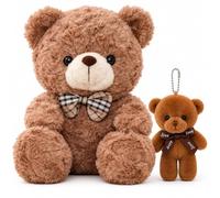 2 PCS Teddy Bears, Chocolate Brown Teddy Bear with Plush Pendant, Gift | Small Soft Plush Stuffed Animal, Plush Pendant Charm, Huggable Gift for Valentine's Day, Carnival, Birthday, Anniversary