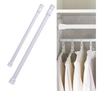 2 Pcs Tension Rod, Net Curtain Rods Extendable, 30-50cm Extendable Hanging Bar,Tension Cupboard Rods, Spring Loaded Tension Rod for Closet Cupboard Wardrobe Bookshelf (White)