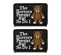 2 Pcs The Horrors Persist But So Do I Fun Patch Cute Little Bear Embroidered Armband Hook & Loop Patch Contrast Tactics Applique Accessories for Decorative Backpack,Clothing,Jacket,Hats,Jeans,T-Shirt