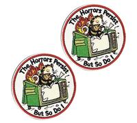 2 Pcs The Horrors Persist But So Do I Fun Patch Embroidered Hook & Loop Cartoon Hamster Patch Humor Emblem Applique Personality Accessories Motivate Patches for Clothes,Jacket,Hats,Backpackn