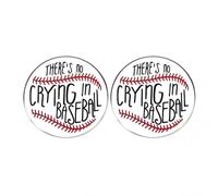2 Pcs There's No Crying in Baseball Circular Button Pins, Inspirational Baseball Sports Lapel Pins, Men's and Women's Metal Alloy Lapel Pins