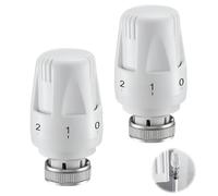 2 PCS Thermostatic Radiator Valve Head, M30 x 1.5 TRV Replacement Head with 5 Setting Auto Temperature Control, Universal Thermostat Heating Valve for Home/Office/Bedroom, Easy Install Energy Saving