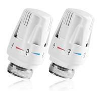 2 PCS Thermostatic Radiator Valve Head,Universal TRV Valves Head Thermostat M30 X 1.5,Automatical Temperature Control Heating System for Home Office Bedroom Etc(White)