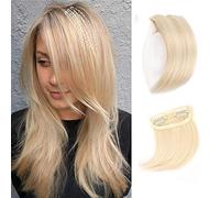 2 PCS Thick Clip in Synthetic Invisible Seamless Hair Pads Adding Extra Volume Hair Topper for Thinning LBlonde Mix with Bleach Blonde