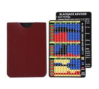 2 PCS Thick Stainless Steel Basic Strategy Blackjack Card, Metal Blackjack Basic Strategy Card Casino Legal Allowed at Casino Blackjack Table Sets 4+ Decks Hit Soft 17 with Leather Sleeve