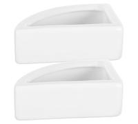 2 Pcs Thickened Flat Base Ceramics Anti Escape Reptile Feeding Bowl