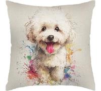 2 Pcs Throw Pillowcase Bichon Frise Pillow Cases For Office 45X45Cm