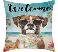2 Pcs Throw Pillowcase Boxer Dog Cushion Cover For Livingroom 45X45Cm