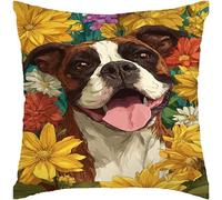 2 Pcs Throw Pillowcase Boxer Dog Pillow Cases For Garden 45X45Cm
