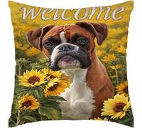 2 Pcs Throw Pillowcase Boxer Dog Pillow Cover For Sofa Bed 45X45Cm
