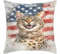 2 Pcs Throw Pillowcase Leopard Cat Pillowcase For Office 45X45Cm
