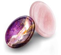2 Pcs Thumb Worry Stones for Anxiety Chakra Stones Pink Crystal Amethyst Healing Crystal Chakra Meditation Gift