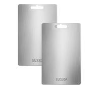 2 pcs Titanium Chopping Board,304 Double Sided Stainless Steel Cutting Board 9.84 x 5.90inches,Food-Grade Cutting Boards for Kitchen,Dishwasher Safe,Chopping Board for Meat,Vegetables and Fruit