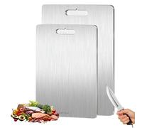 2 Pcs Titanium Cutting Board, 2025 New Multifunctional Titanium Chopping Board, Pure Titanium Cutting Board Food Grade
