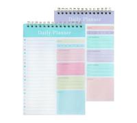 2 Pcs To Do List Notepad, A5 Undated Daily Planner, Coiled To Do List Pad, Schedule Notebook for Work Study and Personal Oraganizer(COLOR:Purple, Green)
