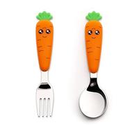 2 PCS Toddler Cutlery Set, Witbicg Baby Cutlery Set Toddler Metal Spoons And Fork, Childrens Cutlery Set Kids Cutlery Set Made Of 304 Stainless Steel Recommended For Children Over 12 Months (Radish)