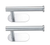 2 Pcs Toilet Paper Roll Holders, Self Adhesive 3M Toilet Kitchen Roll Holder Hanger, Wall Mounted No Drilling Toilet Tissue Paper Holder Rack with 3M Sticker for Kitchen, Bathroom, Silver