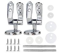 2 Pcs Toilet Seat Fittings Set, with 2 Threaded Rods, 6 Rubber Kits and 8 Screws Replacement Hinge,Zinc Alloy Toilet Seat Replacement Hinge with Fittings and Repair Parts, for Most Wooden | Resin