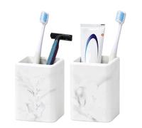 2 Pcs Toothbrush Holders Fast Drying Bathroom Cup Toothpaste Holder | Diatomite Tooth Brush Holder,Electric Toothbrush Holders,Marble Patterns Toothpaste Cup,for Bathroom Vanity and Countertop