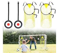 2 Pcs Top Bins Football Targets with 2 Pcs Hanging Targets for Shooting Accuracy Practice, Kids Soccer Rebounder Net to Improve Shooting Skills, Durable Football Training Gear