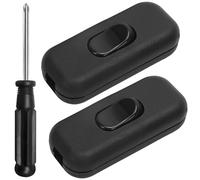 2 Pcs Torpedo Switch 250V 6A, Inline Cord Switch Double Pole Switching Black Inline Accepts 1-3 Core Round or Flat Wire for Desk Lamp Light Bulb Small Appliance (Black, with Screwdriver)