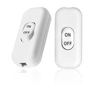2 Pcs Torpedo Switch White Double Pole Switching 6A 250V Accepts 2 or 3 Core Round or Flat Wire for Desk Table Light Lamps